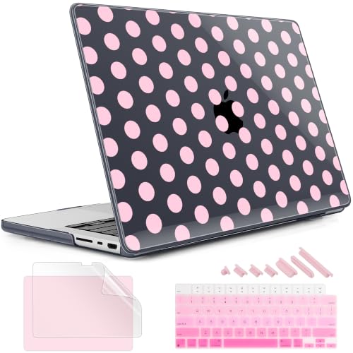 May Chen for 2026 MacBook Pro 14-inch M5 M4 M3 M2 M1 Pro/Max Chip, Release 2026 2025-2021, Model A3427 A3426 A3434 A3112 A3401 A3185, Plastic Hard Shell with Keyboard Cover, Pink Dots