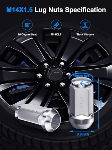 Image of 24pcs M14x1.5 Lug Nuts 19mm Hex Compatible with Chevrolet Chevy GMC