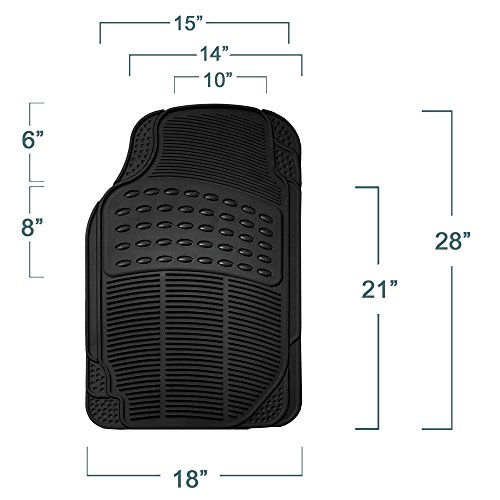 Image of FH Group Automotive Floor Mats Climaproof for All Weather Protection Universal Fit Trimmable Heavy Duty fits Most Cars, SUVs, and Trucks, 2pc Front Set Solid Black