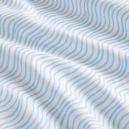 Image of Nautica - Sheet Set, Breathable & Cooling Microfiber Bedding with Matching Pillowcase, Deep Pocket, Fully Elasticized (Linearly Waves Ocean Breeze Blue, Twin)