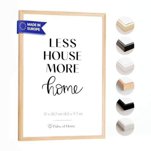 Eiche Bilderrahmen A4 (21 x 29,7 cm) aus europäischer Eiche - Dünner Fotorahmen Bilderrahmen Holz Ideal für Poster & Fotos - Dekoration für Kinderzimmer & Wohnbereich - Perfekt für Fotowand