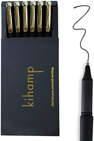 Kihamp Pens,Black lnk Pens Kits,0.7mm Gel Pens,Office Pen, Black,12-Count (Fine Point, Silver)