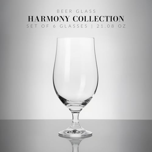 Image of KROSNO Beer Glasses Set of 6, 16.9 oz, Harmony Collection | Drinking Glasses, IPA, Pilsner, Ale, Drinking Set, Lead-Free Crystal, Beer Stein, Dishwasher Safe