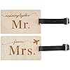 Mr Mrs Honeymoon Luggage Tags Wood Bridal Shower Wedding Gift Travel Cute Couples Gift (2 pcs Set)