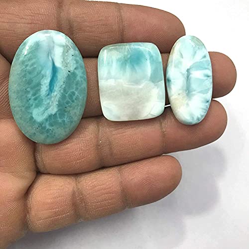 Gemkora™ 3 To 4Pcs Natural Larimar Gemstones Wholesale Cabochons Lot, Jewelry Making Loose Gemstone, Polished Gems, Diy, Wire Wrapping, Reiki, Wikka, Healing Crystals, Bulk Gemstone Deal #TOP4