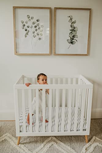 Nodnal Co. 3 Fitted Gray Mini Crib Pack N Play Playard Portable Crib Sheets Set - 100% Oeko-Tex Cotton Baby Girl/Boy Nursery Bedding, Gender Neutral Polka Dot Stripe Travel Pack And Play Playpen Sheet #TOP7