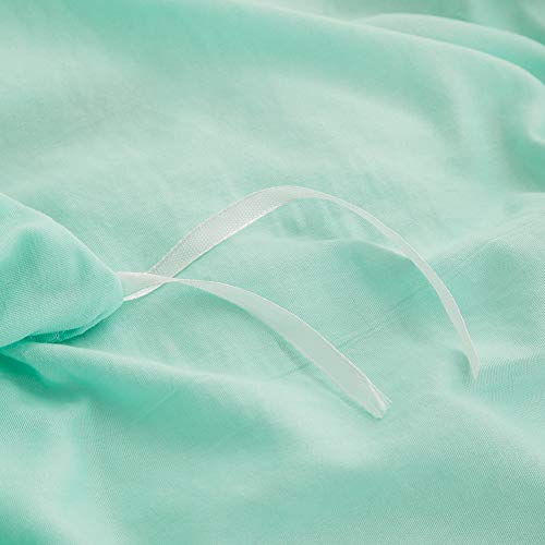 3 Pieces Turquoise Bedding Teal Blue Duvet Cover Set Ball Fringe Design Soft Aqua Blue Bedding Sets Queen 1 Duvet Cover 2 Pillowcases (Queen, Turquoise)