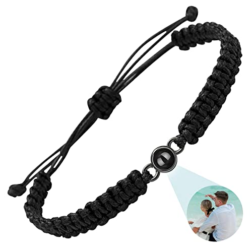 SUPHELPU Custom Bracelets with Picture inside, Customized Projection Bracelets with Photos, Picture Bracelet Personalized Photo Italian Style Charms, Memorial Gifts for Women Men Family Couple Dog Cat