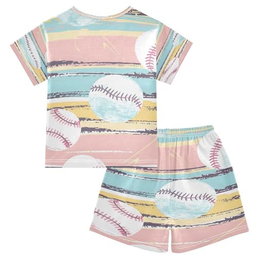 senya Short Sleeve Pajamas Sets Summer Cotton Sleepwear Softball Theme2