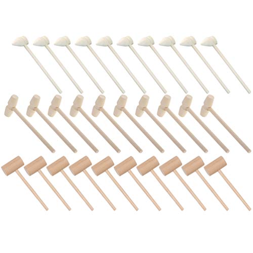 Gadpiparty Lobster Toy 30pcs Wooden Mallet for Chocolate Heart Wood Hammer for Silicone Mini Wood Hammer Mallet Crab Hammer Shell Building Blocks Accessories for Seafood Lobster Tool Craft Toys
