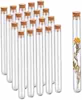 Tube a Essai Plastique Transparent avec Bouchon en Liège 50 Pièces Tubes à Essais de Laboratoire Eprouvette Plastique pour Cadeaux de Mariage Fleurs