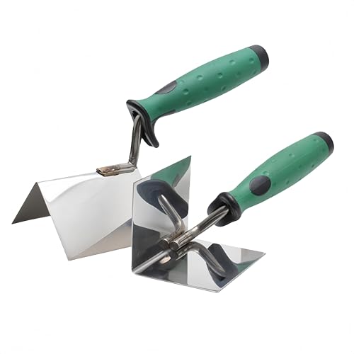 HJYDGJ Lot de 2 truelles d'angle - En acier inoxydable - Pour l'intérieur et l'extérieur - Avec spatule d'angle - Truelle de bord externe et intérieur -...