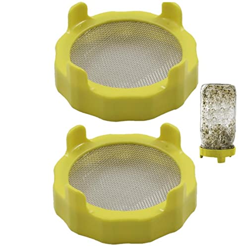 vepoty Sprouting Lids 2pcs Mason Jar Sprouting Lids Plastic Sprout Lid with Stainless Steel Screen for Wide Mouth Mason Jars