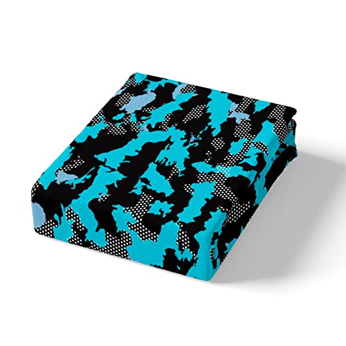 Kids Boys Camo Bedding Set Army Camouflage Comforter Cover for Girls Teens Youth Man Colorful Art Duvet Cover Black Teal 3Pcs King Size - Image 4