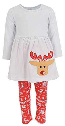Image of Unique Baby Girls Kids Toddler 3pc Outfit Set Long Sleeve Stretch Tunic Top Leggings and Scarf