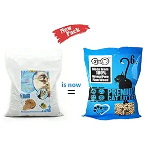 GIGO? Wooden Cat Litter - Pine Wood pellets Flushable Eco-Friendly & Biodegradable 6+6 Litre New Pack (3+3 Kg, Combo of 2)