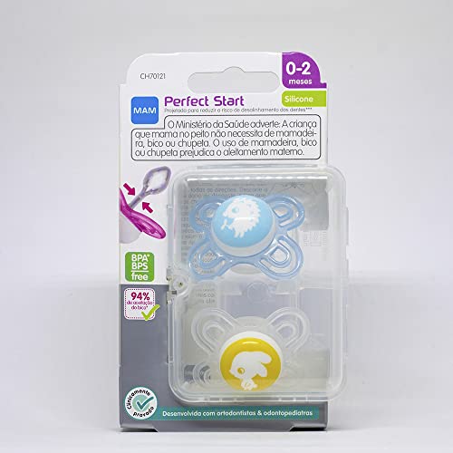 Chupeta Mam Perfect Start (0-2 Meses Boys) - Embalagem Dupla, Mam, Azul