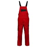 SADISRLS Salopette da Lavoro Professionale Bicolore per Carrozziere Meccanico Gommista Agricoltore, Cotone/Poliestere, Pettorina con Cerniera Zip - Resistente Multitasche (Rosso, L)