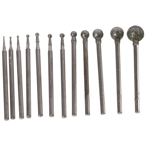 AllGIFT Polishing Kits 12pcs Corundum Metal Carving F Needle Diamond Burr Bits Industry Tool Diamond Grinding Head Stone Ceramic Glass Carving