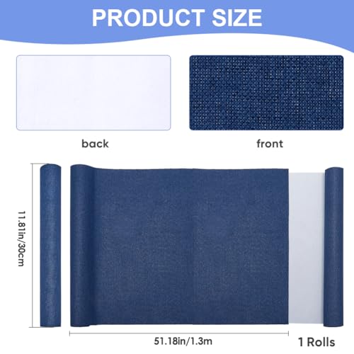 craspire 51 x 11.8 Leinen-Buchtuch, Marineblau, Zum Buchbinden, A4-A8, Stoffoberfläche, Buchumschlag Mit Papierrücken, Bücher, Alben, Scrapbooking, Archivierung, DIY-Einband, Schutz, Buchtuch