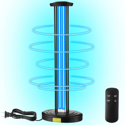 Qualirey 100w UV Light Sanitizer with Ozone, UV Disinfection Light, Ultraviolet Lamp Room Sanitizer, for Whole Home Disinfection Device Mold Dust with 3 Gear Timer Remote Control for Office Travel
