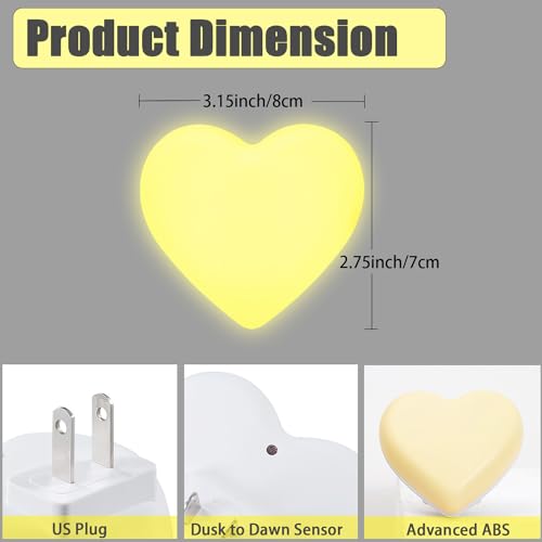 Image of INZU Night Lights Plug into Wall, LED Night Light for Kids, Cute Nightlight with Auto Dusk to Dawn Sensor, LED Nightlight with Soft Warm Light for Bedroom, Nursery, Bathroom, Hallway (Yellow)