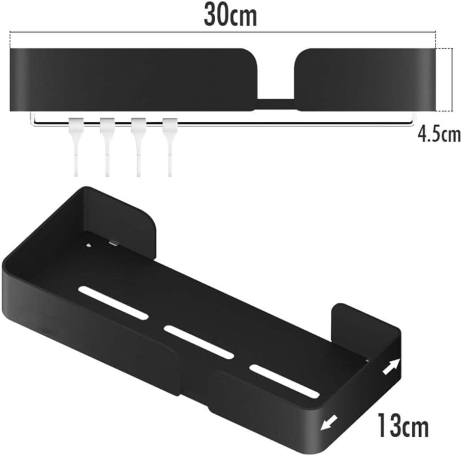 Floating Shelves No Drilling Bathroom Wall Mounted Shelf Adhesive Anti-Rust Space Aluminum for Toilet Bathroom-Black_2 Tier(Black,3 Layers)