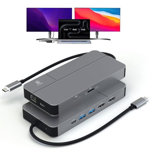 i-magBac Mac USB C Docking Station Dual Monitor for MacOS and Windows Laptops, 10 in 1 Laptop Docking Station with Dual HDMI 100W PD, LAN, SD/TF, Audio,Compatible with MacBook M1/M2/M3/M4/Intel Chip