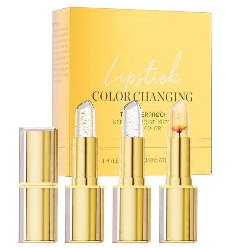 Pintalabios Cambio de Color,Bálsamo Labial Hidratante con Efecto Cambiante - 3 Unidades Pintalabios Antimanchas Duradero Hidratante para Mujer en Desplazamientos y Viajes