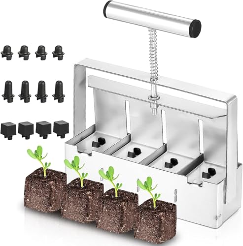 Upgraded Soil Blocker Handheld, 4 Soil Block Maker for Seed Starting, 2...