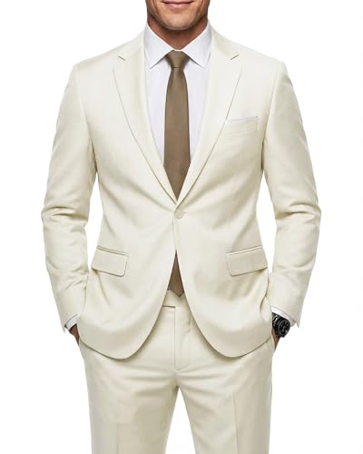 Image of MY'S Men's 2 Piece Slim Fit Suit, One Button Jacket Pants Set with Tie