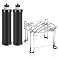 Water Filter Replacements & Stainless Steel Stand for Berkey, Black Purification Elements, Activated Carbon Filters, Compatible with Berkey Big, Royal, Travel System, 9'' Diameter 6'' Tall