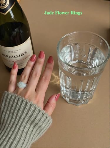 Natural White Jade Ring, Hand-Carved Rose Flower Jade Stone, Unisex Wedding Band, Crystal Clear Eternity Ring with Certificate4