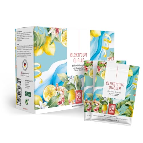 NATURTREU® Elektrolyte Pulver ohne Zucker mit L-Glutamin, Taurin, Zink, Vitamin C und Vitamin B2 und B5-15 praktische Sachets je 15g zur Einnahme mit Wasser nach dem Sport - vegan und kalorienarm