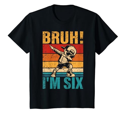 Youth 6 Year Old Birthday Dabbing Boy Bruh It's My 6th Birthday T-Shirt