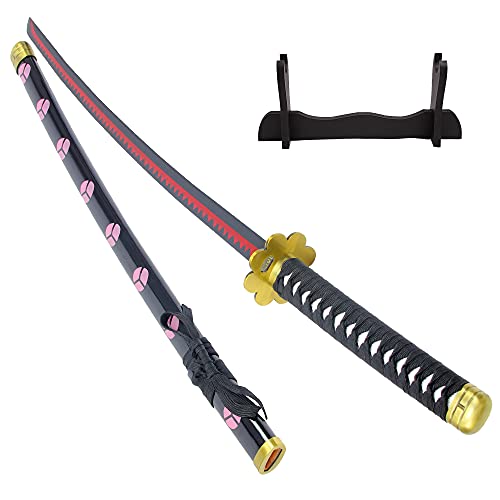 minghu Handmade Katana Cosplay Anime Sword, Roronoa Zoro Swords, Kitetsu, Shusui, Wado wado ichimonjiSamurai Sword (Black)