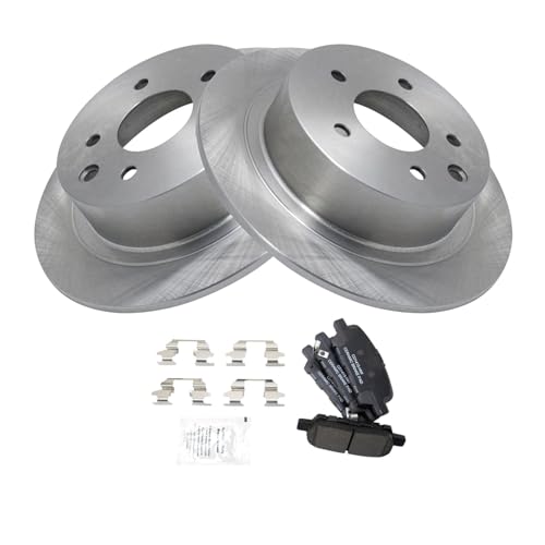 Image of TRQ Rear Brake Pad and Rotor Set Ceramic Compatible with 2002-2017 Nissan Altima 2011-2017 Juke 2004-2008 Maxima 2013-2017 Sentra