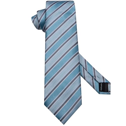 Image of Hi-Tie 70 inches Ties for Men Silk Extra Long Necktie and Pocket Square Cufflinks Set Men Big and Tall Tie Business
