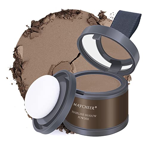 Freeorr Hairline Powder, Root Touch Up Magical Hair Shadow Powder, Instantly Hair Line Shadow Cover Up, Hair Root Concealer With Puff Touch, Root Cover Up For Thin/Bald Hair, Hair Powder For Women/Men-Brown #TOP3