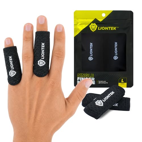 LIONTEK Single Flow Finger Sleeve V3 Pair Joint Support & Compression for Activity BJJ Fitness Volleyball Basketball and More (Large)
