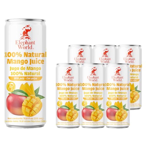 Image of Elephant World 100% Natural Mango Juice | NON GMO | 10.8 oz (Pack of 6), Mango
