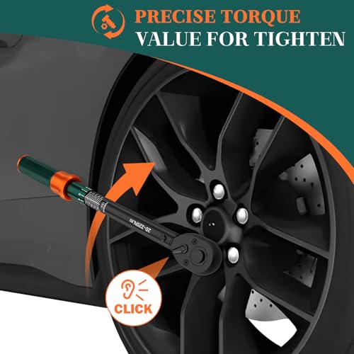 Miniatura 4 de Nadokhi Llave Dinamometrica 1 2 , 20-220nm, 72 Dientes Cabezal Reversible Llave Dinamometrica Coche, Precisión 3 , Para Reparación Y Mantenimiento De Moto, Coche Y Camión