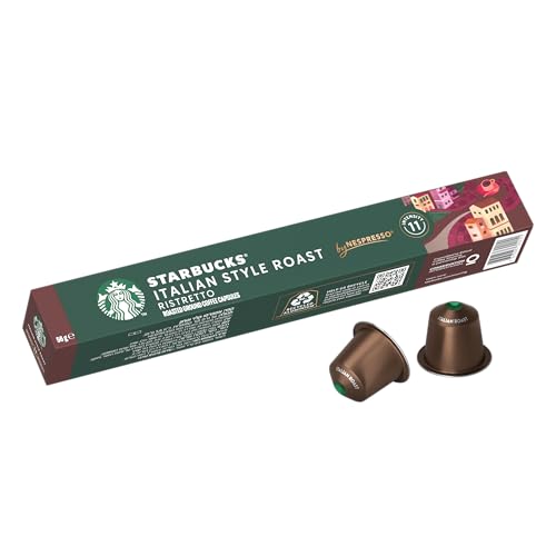 Image of STARBUCKS by Nespresso Italian Style Roast By Nespresso Dark Roast Coffee Pods (Pack Of 1, Total 10 Capsules), 56 Gram
