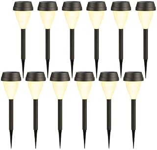 MAGGIFT 12 Pack Solar Powered Pathway Lights Outdoor Garden Lights, Waterproof Solar Landscape Lights for Lawn, Patio, Yard, Walkway, Deck, Driveway, Warm White