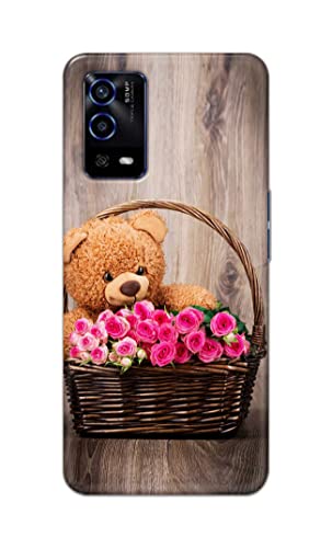 Image of PRINTFIDAA Roses and Teddy Bear in The Wicker Hard Back Cover for Oppo A55 Back Cover -(P6) KAT1004