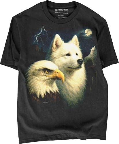 Dog & Bald Eagle Moonlight Desert Premium T-Shirt – Majestic Wildlife Art Tee for Men & Women