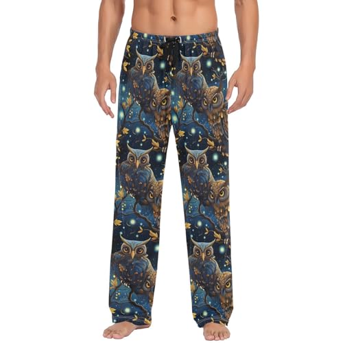 Pyjama long homme doux motif hibou pour des soirées cocooning confortables