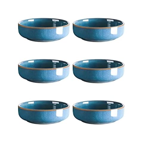 Selamica Ceramic 3.3 Inch Soy Sauce Dish Dipping Bowls Side Dishes Small Appetizer Pinch Bowls for Condiments, Sushi, Ketchup, BBQ-Set of 6(Ceylon Blue) Cover
