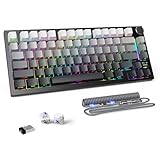 ATTACK SHARK X820ULTRA メカニカルキーボード ゲーミングキーボード 無料発光Type-Cケーブル カスタム 75％配列 無線/有線/BT 三模接続 ホットスワップ 軸交換可能 PBTキーキャップ RGBバックライト LEDディスプレイ ノブ付き コンパクト 大容量バッテリー eスポーツ 高耐久 高コスパ MAMBASNAKEコラボレーション-ムーンライトナイト ギフト軸