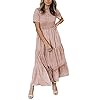 Zattcas-Womens-Summer-Casual-Short-Sleeve-Bohemian-Floral-Tiered-Maxi-Dress Zattcas Womens 2023 Spring Summer Smocked Tiered Boho Floral Long Maxi Dresses Casual Short Sleeve Modest Flowy Church Maternity Wedding Guest Dress Mauve S